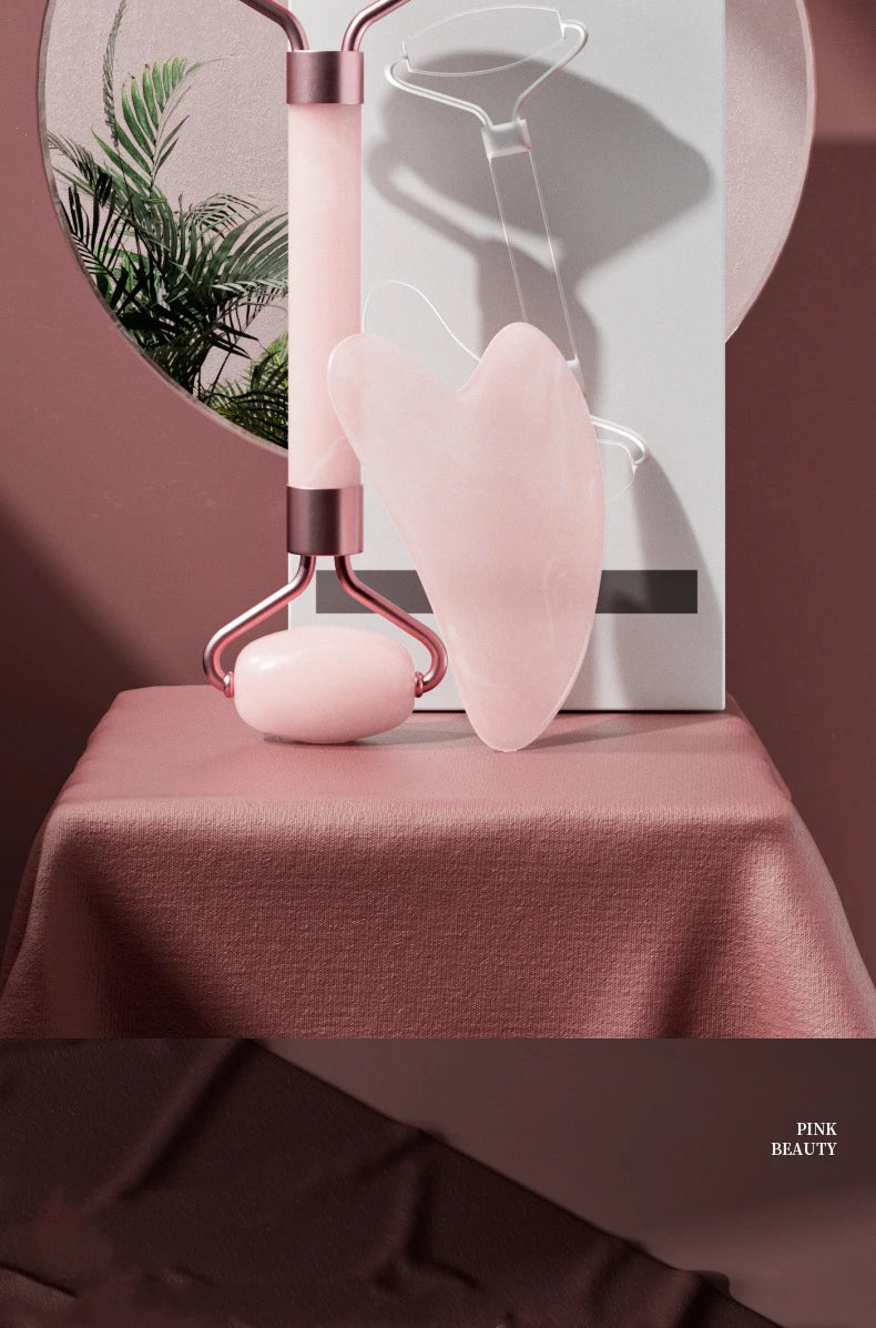 2pcs/set Face Spa Neck Massager For Face Roller Gua Sha Scraper Board Lift Up Wrinkle Remover Eye Care Resin Guasha Set