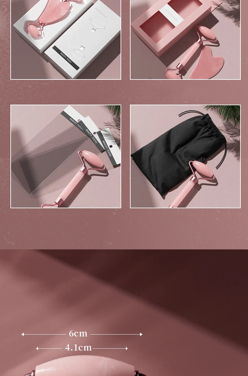 2pcs/set Face Spa Neck Massager For Face Roller Gua Sha Scraper Board Lift Up Wrinkle Remover Eye Care Resin Guasha Set